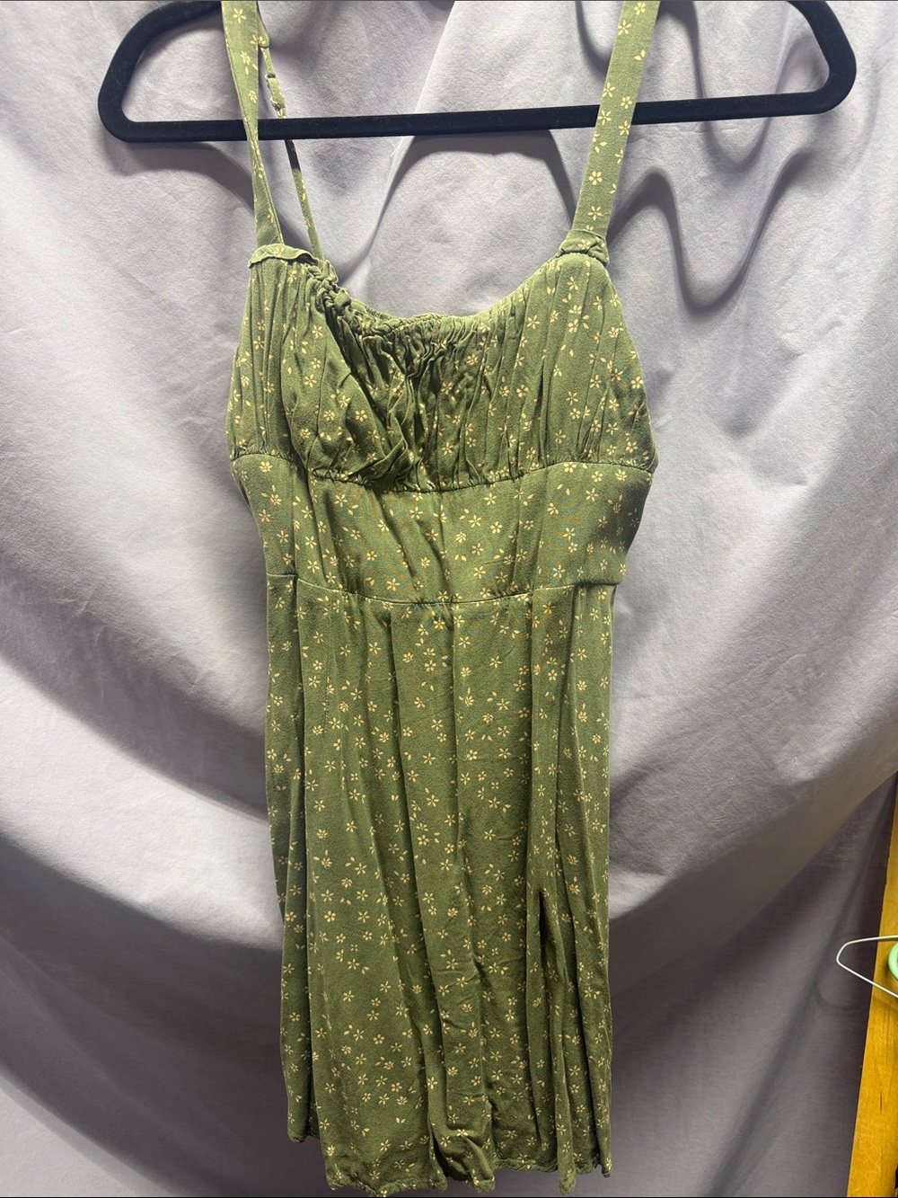 Trixxi Olive Green Mini Dress with Cream Floral Print
